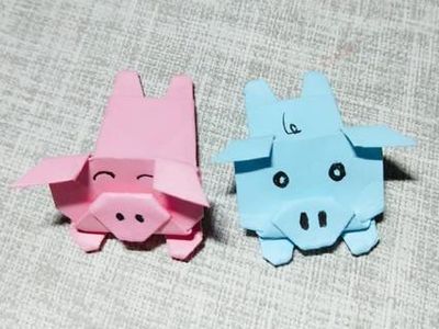 折纸教程：可爱小猪折纸图解
