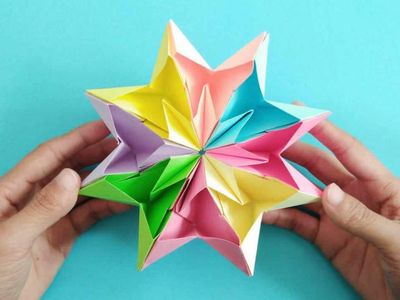 八色3D心形折纸无限翻魔方DIY教学