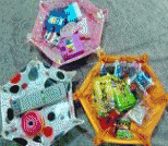 旧衣服和旧纸盒的组合创意，DIY缤纷六角收纳盘