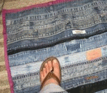旧物改造：废裤腰裙腰拼布做地毯