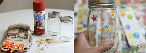 分享一个废物利用旧玻璃罐DIY蜡烛灯的做法