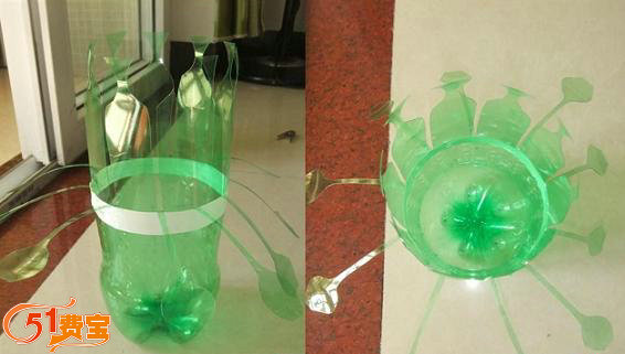 改进版本的废旧汽水瓶做植物花篮