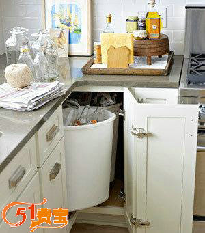 利用厨房转角进行废品回收分类