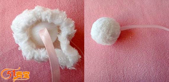 乌鸡白凤丸的塑料外壳做的毛绒吊饰小球