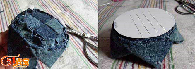 利用旧衣服改造的莲花台茶壶垫