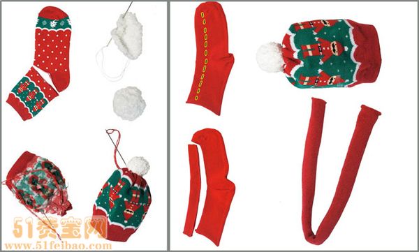 用两对袜子DIY可爱圣诞小雪人