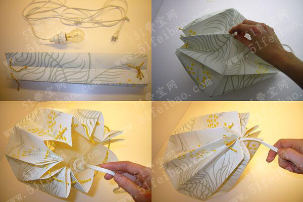 如何利用旧包装纸做家庭纸艺灯罩
