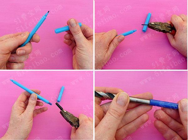 废弃水彩笔管DIY做缤纷挂钟教程