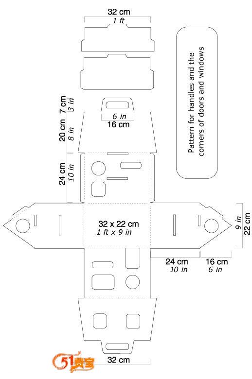 废纸箱制作儿童玩具小屋教程及图纸