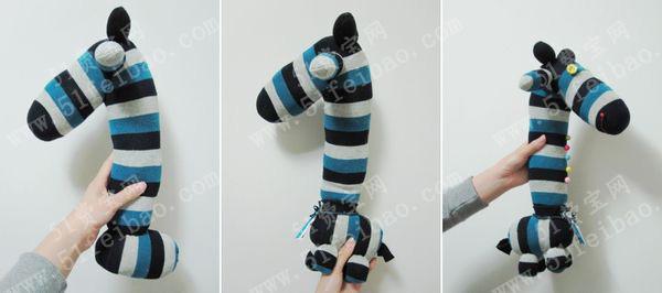 利用儿童长筒袜做长颈鹿布偶玩具