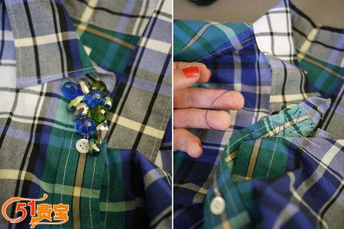 改造旧衬衫：串珠DIY衬出娇俏女服
