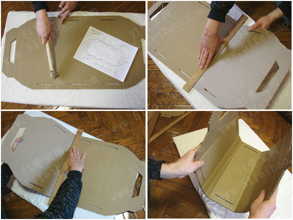 使用旧箱子制作diy纸板工具提篮工具箱