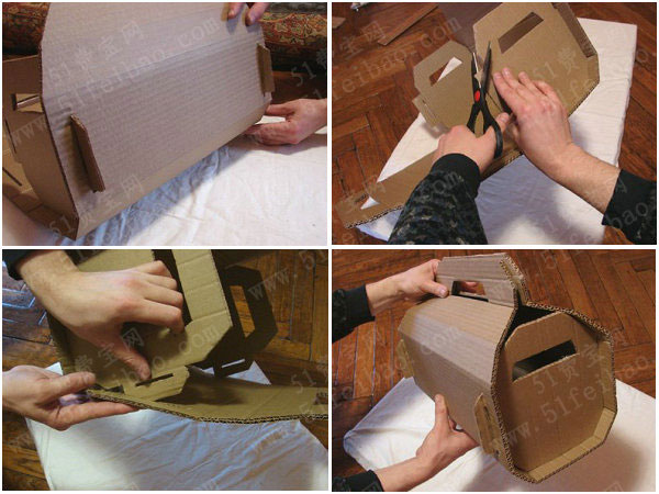 使用旧箱子制作diy纸板工具提篮工具箱