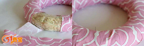 低碳小制作：用干稻草DIY的包布兔子花圈
