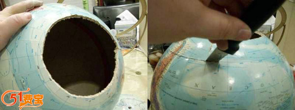 旧物改造教学用品，用地球仪DIY个性灯罩