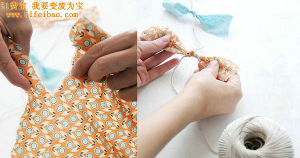 利用家里的碎旧布头随意DIY漂亮简单的蝴蝶结挂饰