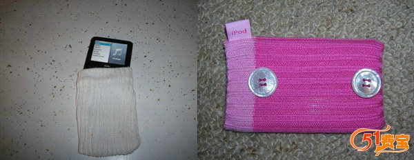 用一只袜子DIY改造的个性手机袋