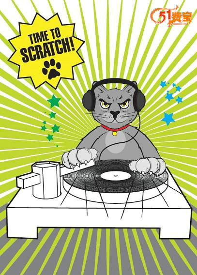 疯狂DJ喵星人，DIY留声机造型猫爬板