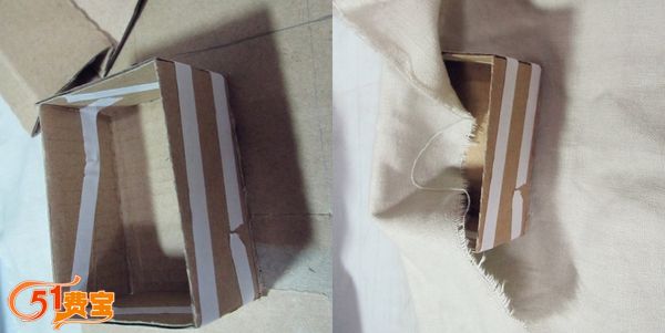 用废弃纸箱DIY棉麻礼物盒