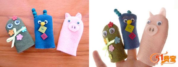 DIY早教玩具，毛毡布做指头手偶