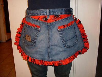 手工DIY利用旧牛仔裤改造做围裙