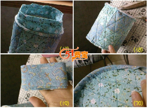 用旧衣物碎布做手工，自己DIY拼布圆形纸巾筒