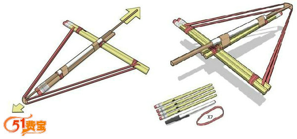 DIY自制十字弩手工玩具