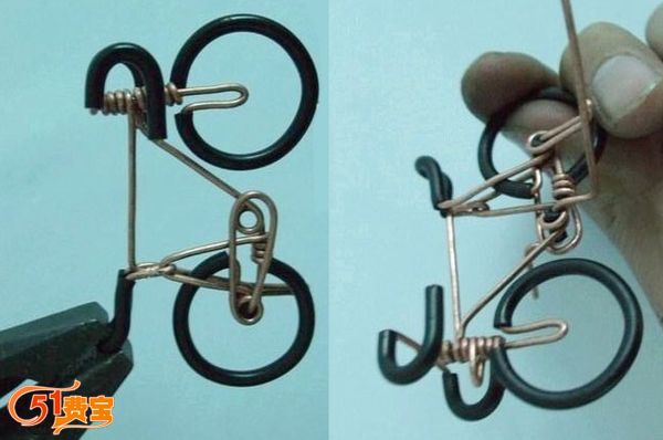利用废电线手工DIY做精致迷你自行车模型
