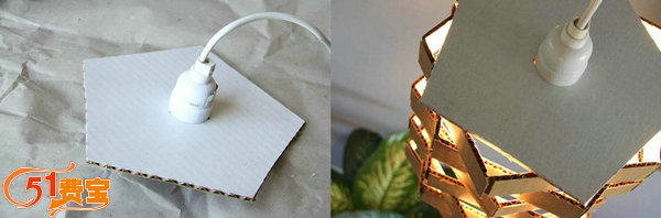 纸箱DIY改造瓦楞纸错棱柱自制灯罩