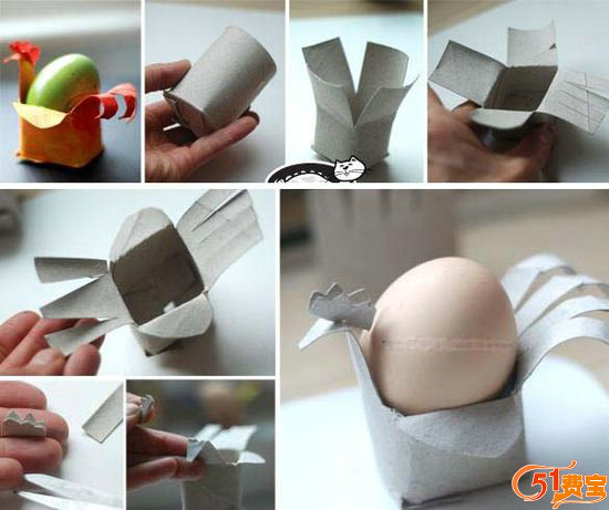 卫生纸筒做小鸡蛋托