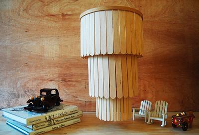 雪糕棍环保手工，DIY创意多层灯罩