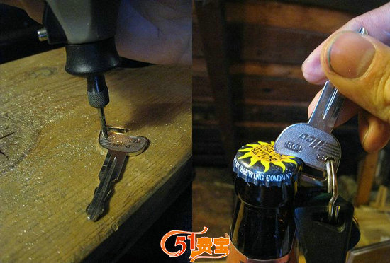 手工改造钥匙做开瓶盖起子
