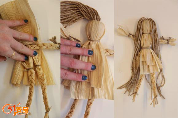 如何利用玉米皮制作辫子娃娃