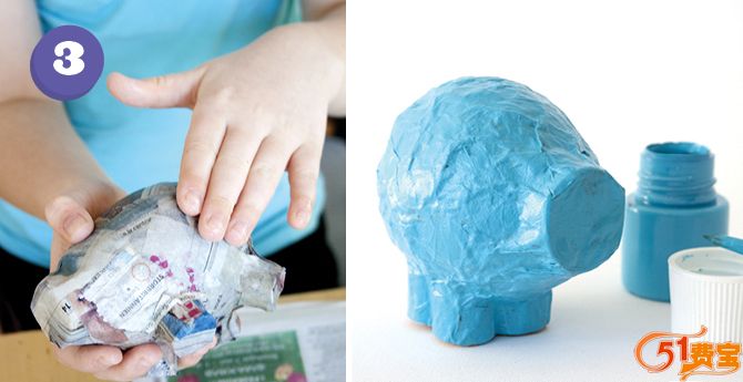儿童手工课：用废纸制作手绘小猪摆件
