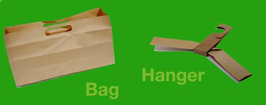 利用纸袋做方便的一次性晾衣架