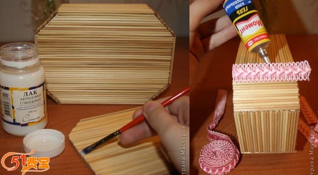 用竹签制作小清新风格化妆盒