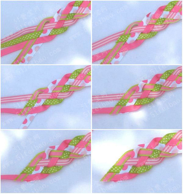 diy美丽丝带编发卡制作教学 - 废物利用手工diy小制作 - 51费宝网