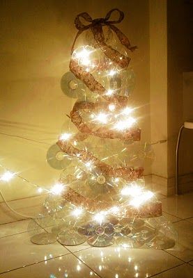 用旧光盘怎么做闪亮环保圣诞树