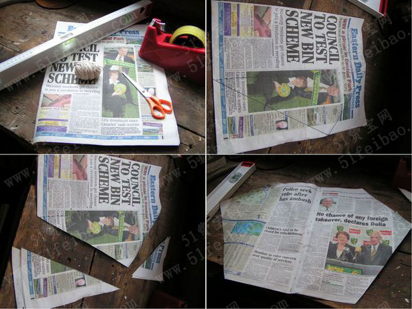 废报纸制作风筝的做法图解过程