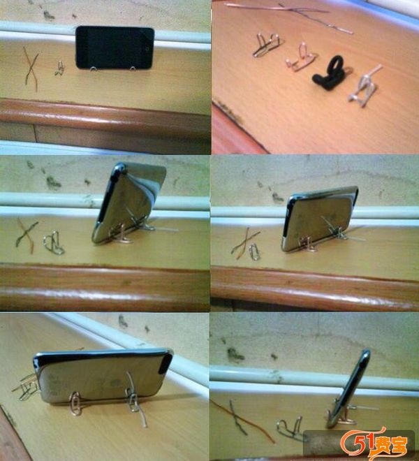 利用废电线和回形针DIY手机座