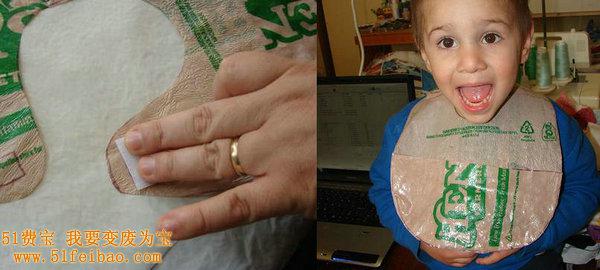 怎么样再次利用旧塑料袋：DIY一次性防水宝宝围嘴的做法图解