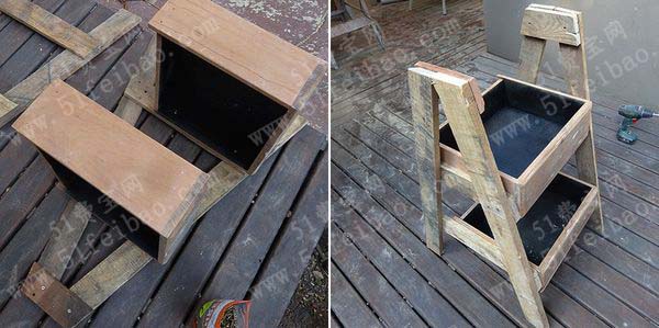 废木板回收改造diy花盆架子教程