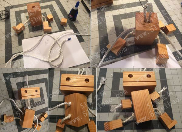 用废木头做的创意手工机器人挂件