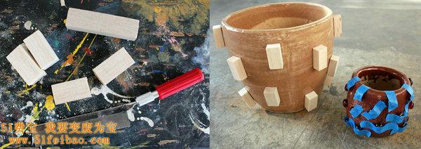 木材废品环保利用，DIY制作异形个性花盆