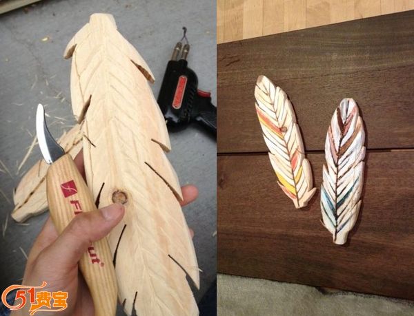 怎么利用DIY家具废木料做立体羽毛饰品