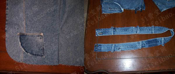 利用旧衣服和裤子做DIY无袖牛仔布马甲服装教程