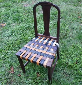 废旧皮带做椅子凳面