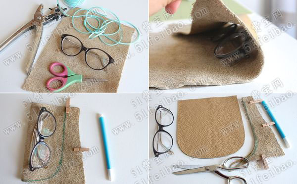 废旧皮包改造做真皮眼镜包/眼镜袋