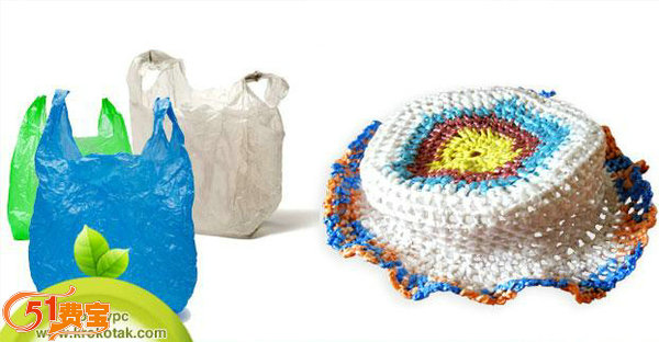 利用塑料袋编织人工草帽