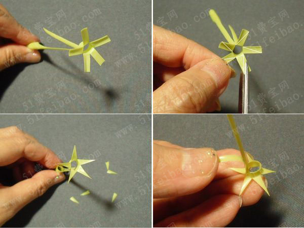 利用废吸管做小手工笔头装饰小花 - 废物利用手工diy小制作 - 51费宝